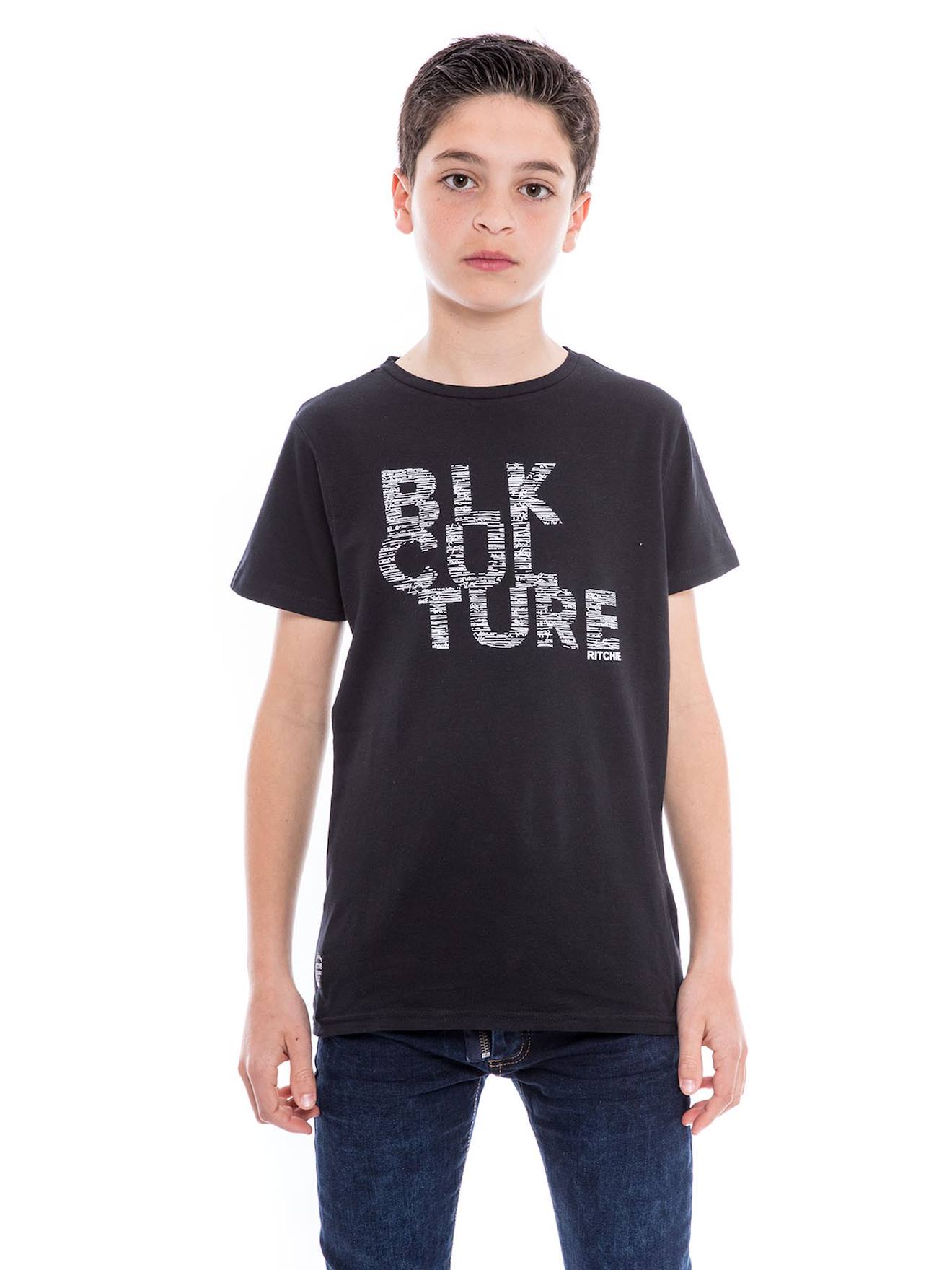 T-shirt Col Rond Nomade Garçon Noir