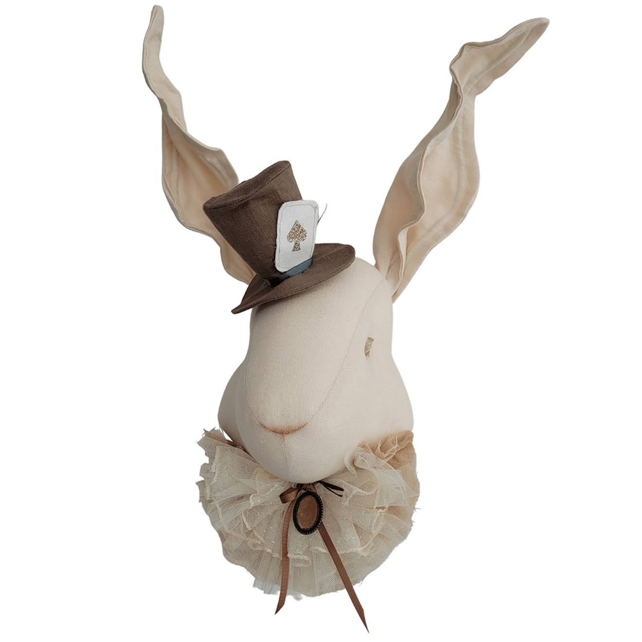Trophée Mural Enfant En Lin Lapin Pays Des Merveilles Beige, Pays Des Merveilles