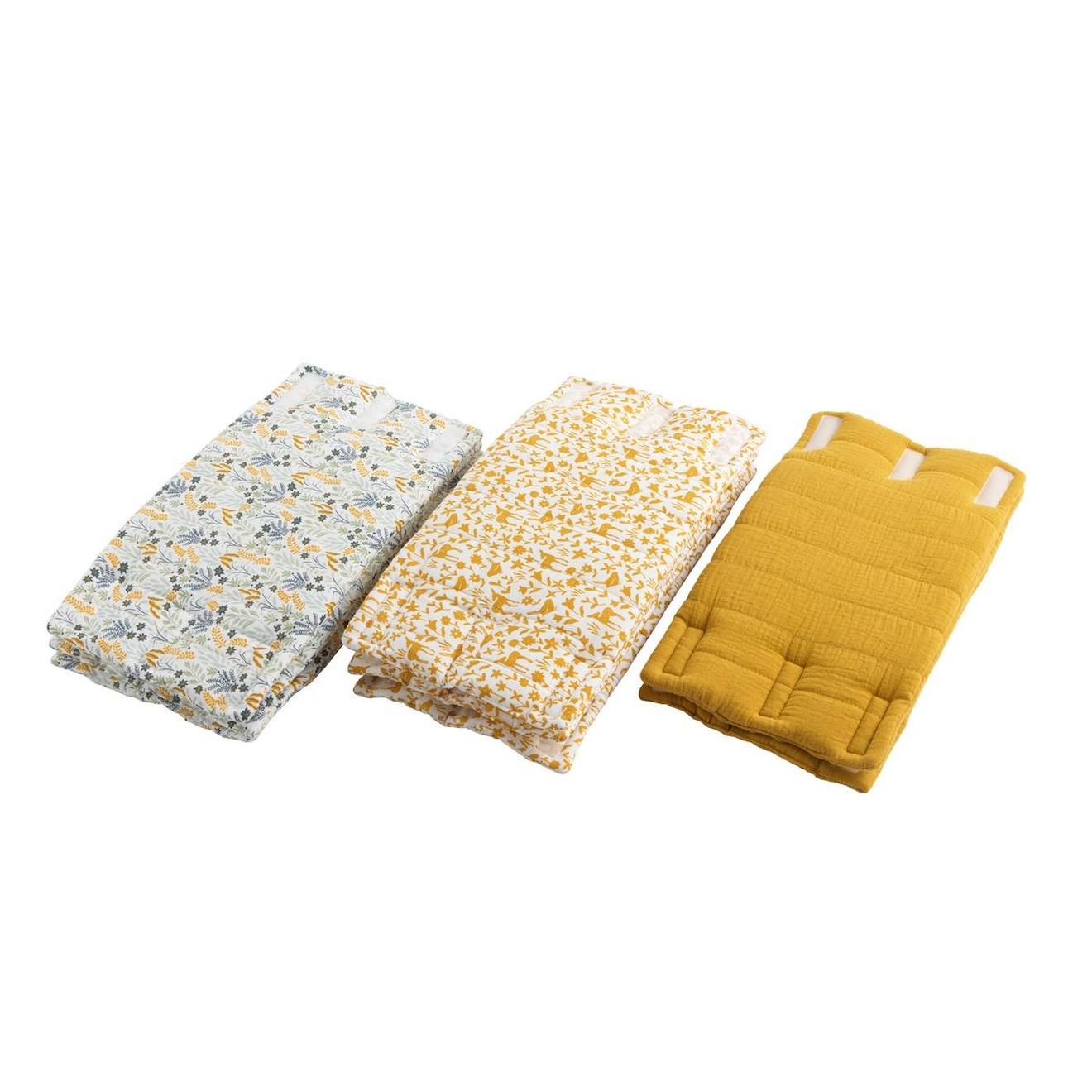 Protection De Barreaux De Lit En Coton Jaune/blanc