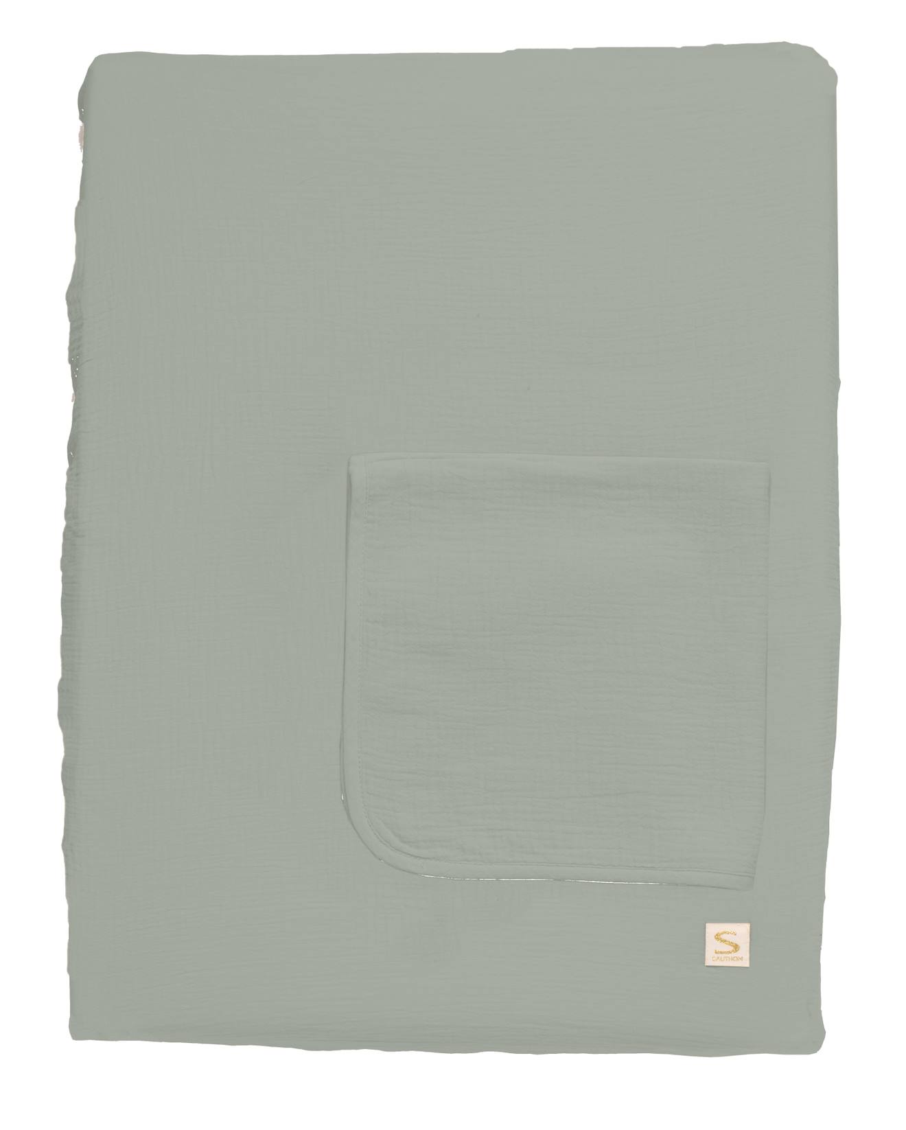 Matelas À Langer Avec Sa Housse En Double Gaze De Coton Et Sa Serviette - Uni Sauge Vert