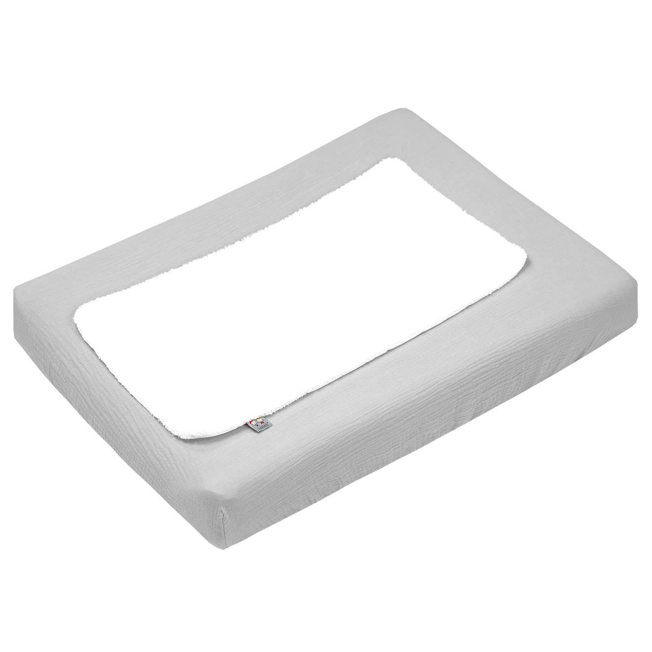 Housse De Matelas À Langer + Éponge Bambou Jeanne Gris Clair