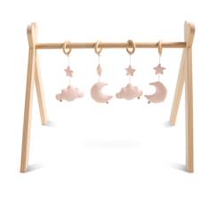 -Arche d'éveil bois avec 4 jouets - uni sauge