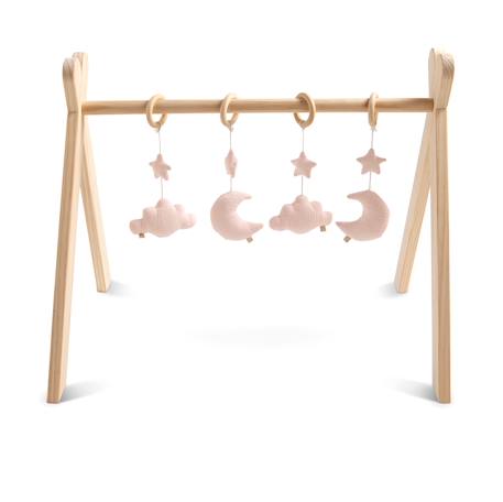 Sauthon - Arche D'éveil Bois Avec 4 Jouets - Uni Sauge Rose