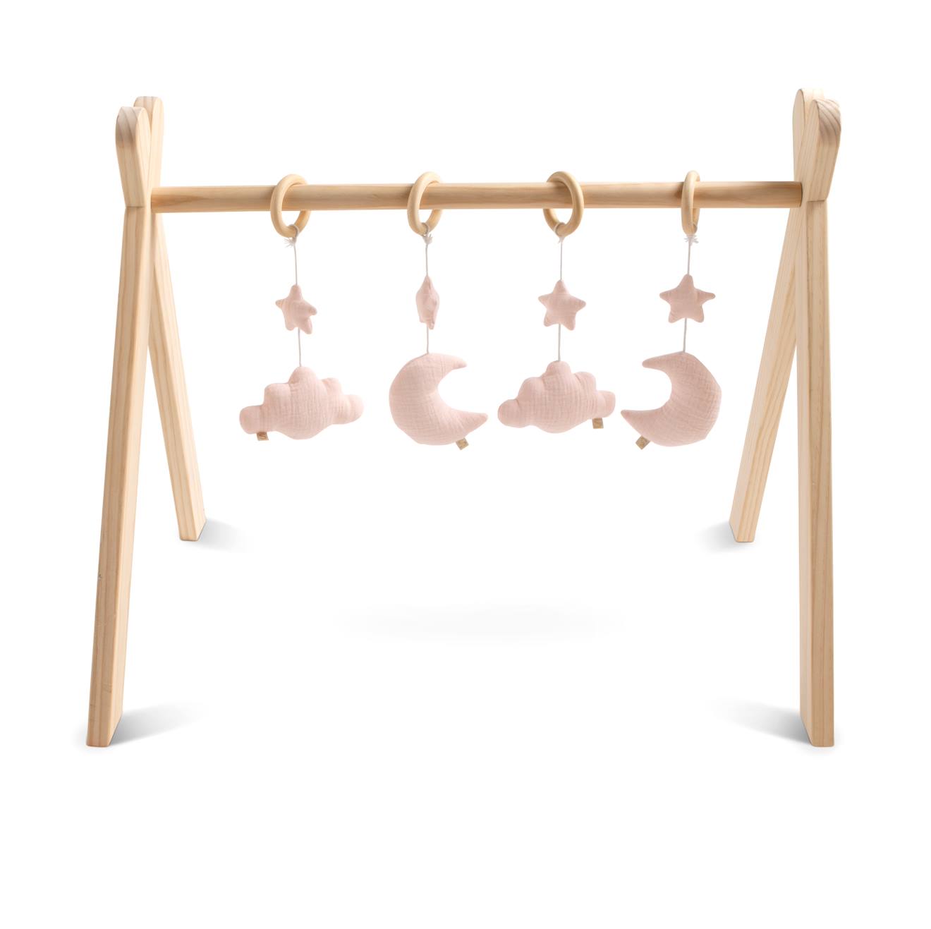 Sauthon - Arche D'éveil Bois Avec 4 Jouets Rose