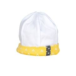 -Bonnet de naissance en coton - pluche et pompon