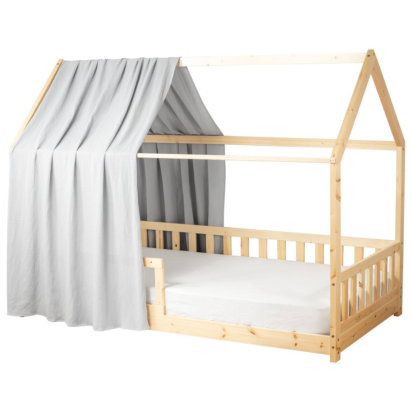 Ciel De Lit Cabane En Gaze De Coton Solo 330 Cm Gris