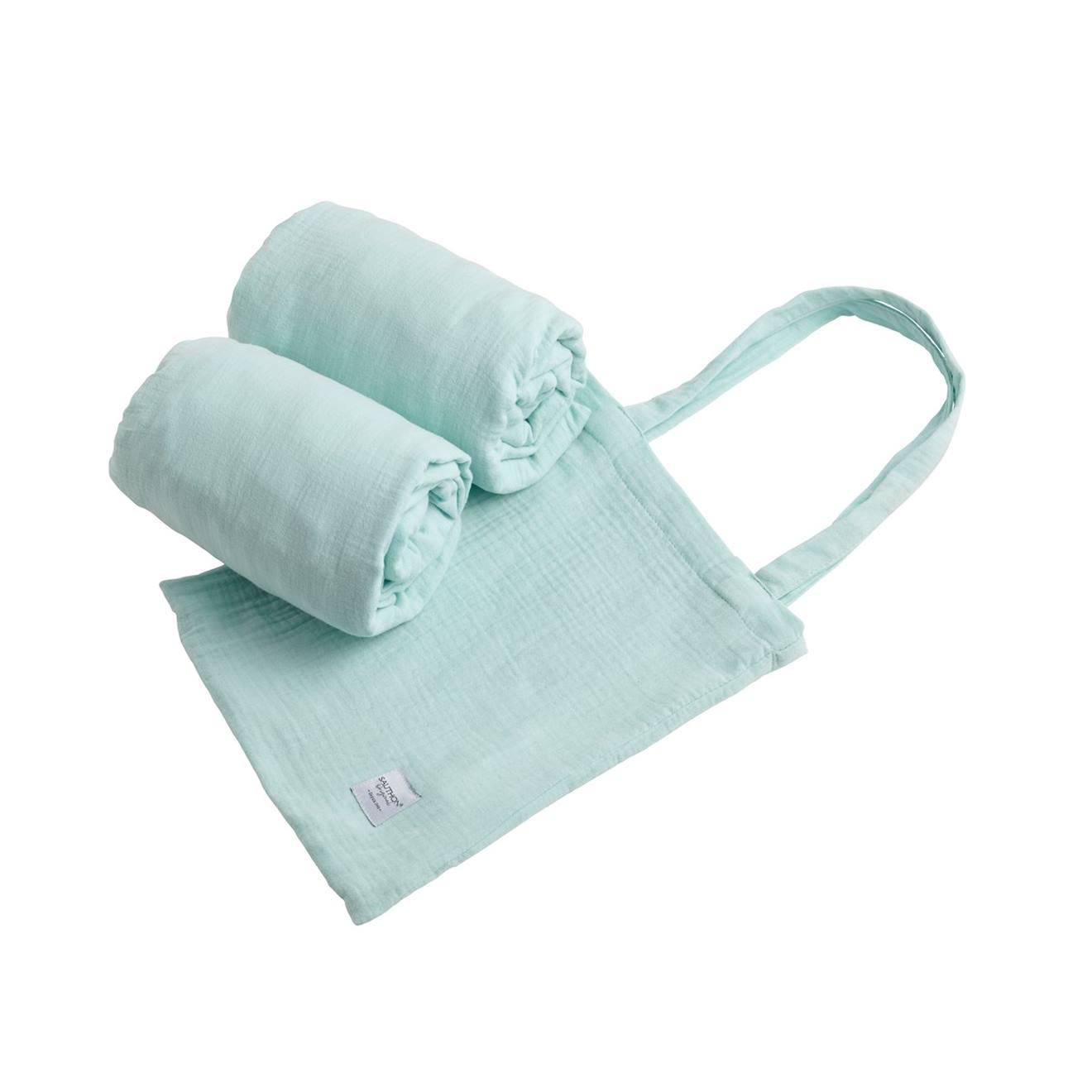 Lot 2 Draps Housse Pour Lit Évolutif Bébé En Coton - Galopin Bleu Ciel