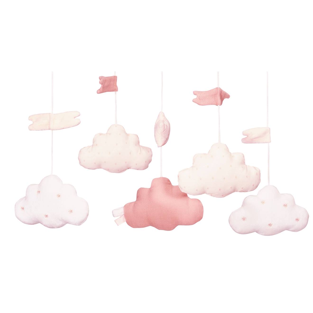 Mobile Musical En Velours - Lily Blanc/rose (Sauthon) - Image 1