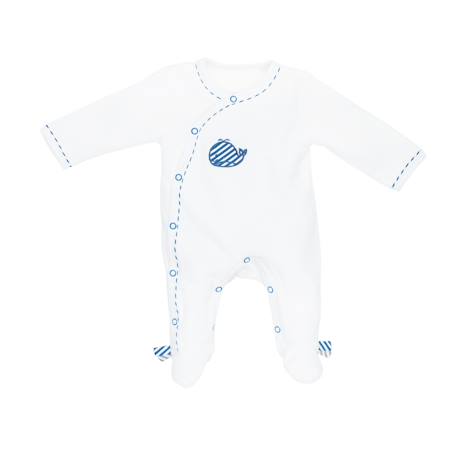 Bébé-Pyjama bébé à manches longues en velours - blue baleine