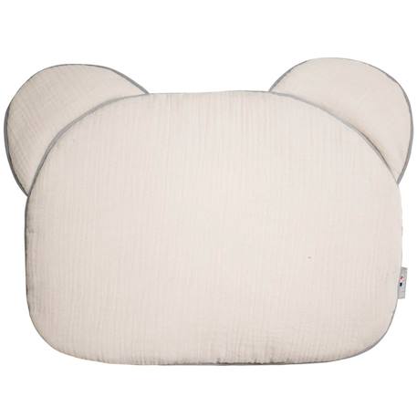 Oreiller bébé plat ourson en gaze de coton jeanne Beige+Blanc+Camel+Écru+Gris clair+Terracotta+Vert de gris+Vieux rose 1 - vertbaudet enfant 