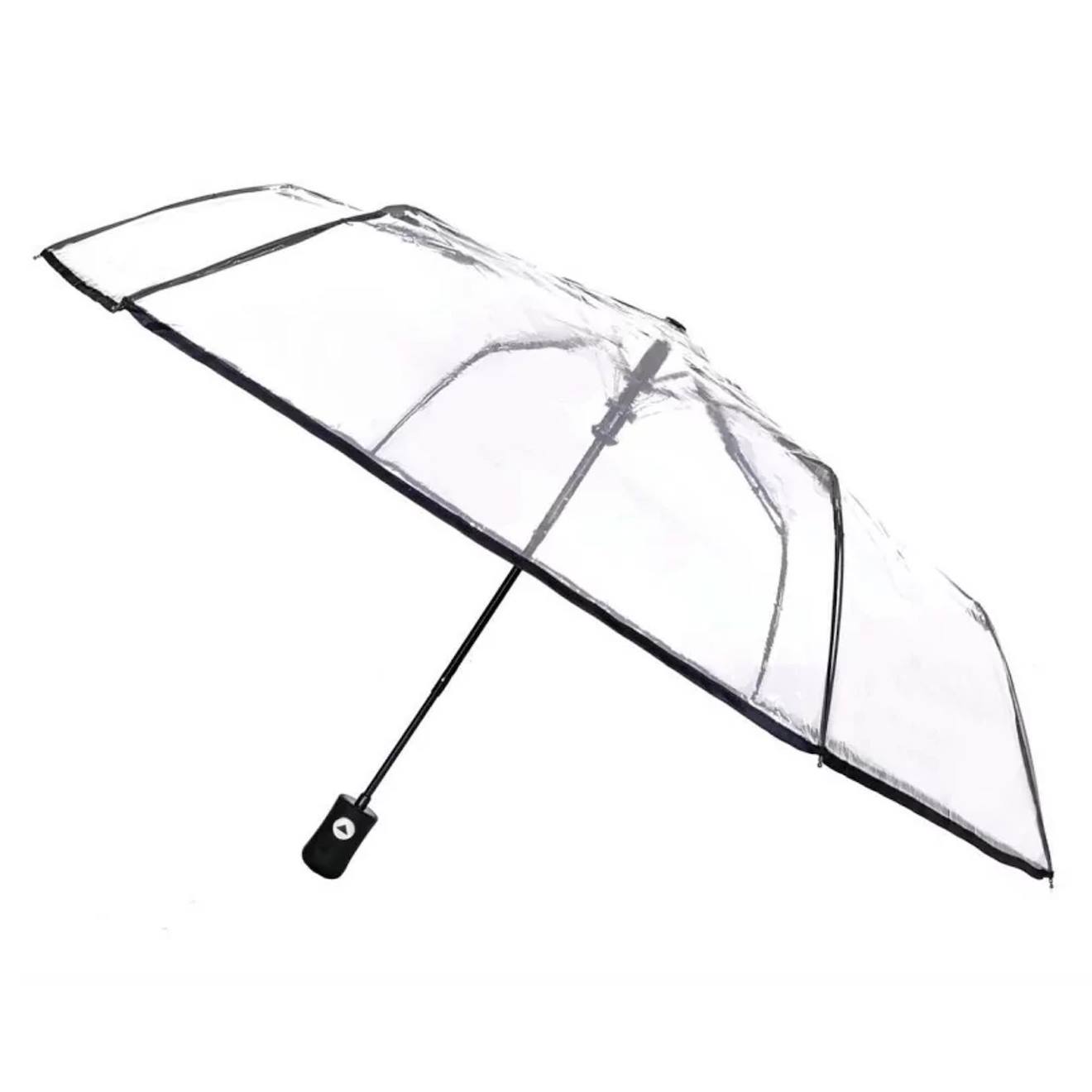 Parapluie Transparent Pliant Et Automatique Blanc