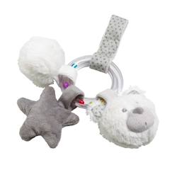 -Hochet ours en velours - celeste