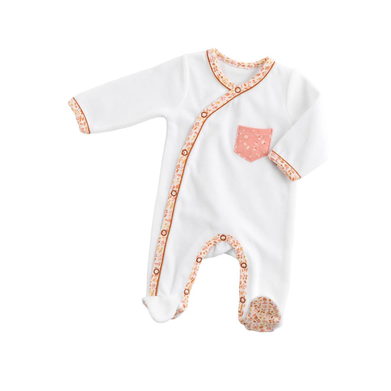 Pyjama bébé en coton blanc/orange