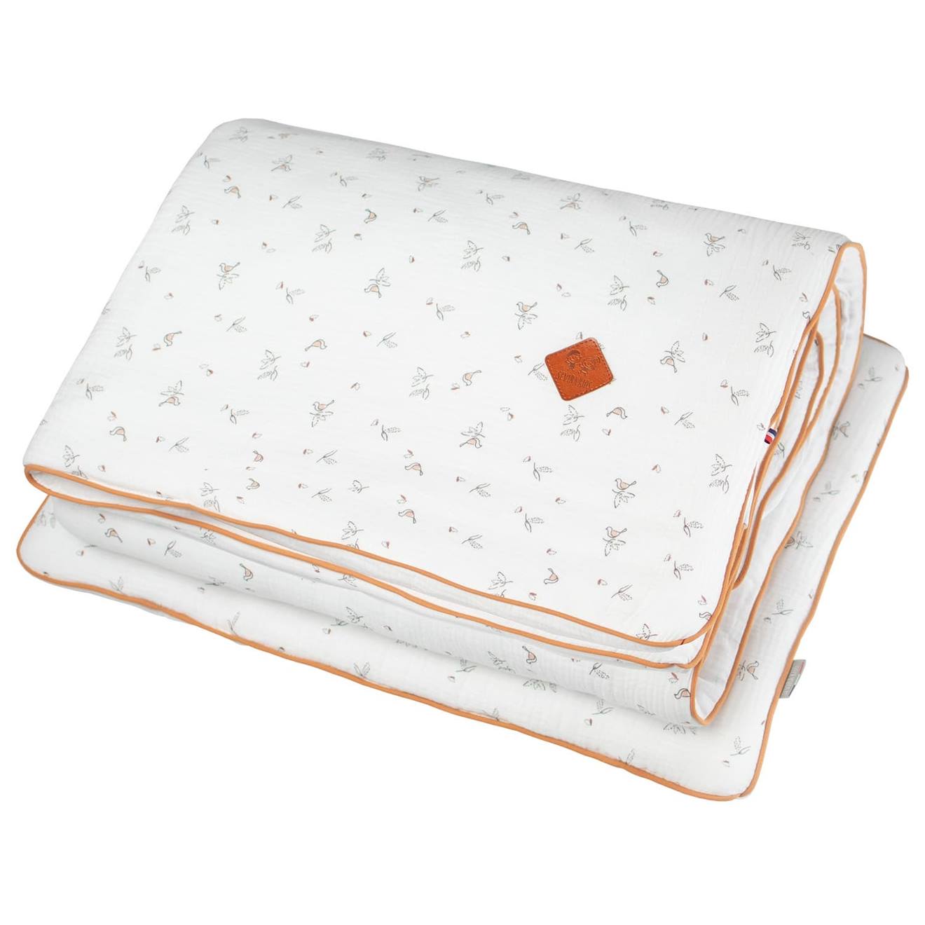 Couette Et Oreiller - Prêt À Dormir Gaze De Coton Melody Blanc Imprimé Minimaliste