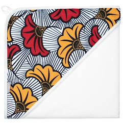 Linge de maison et décoration-Grande cape de bain en coton et bambou wax fleurs de mariage