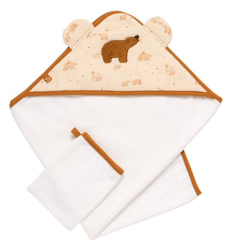Cape de bain et gant en double gaze de coton et éponge - orsino  - vertbaudet enfant