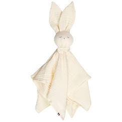 Jouet-Premier âge-Doudou lapin  en gaze de coton jeanne