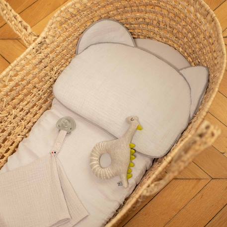 Oreiller bébé plat ourson en gaze de coton jeanne Beige+Blanc+Camel+Écru+Gris clair+Terracotta+Vert de gris+Vieux rose 16 - vertbaudet enfant 