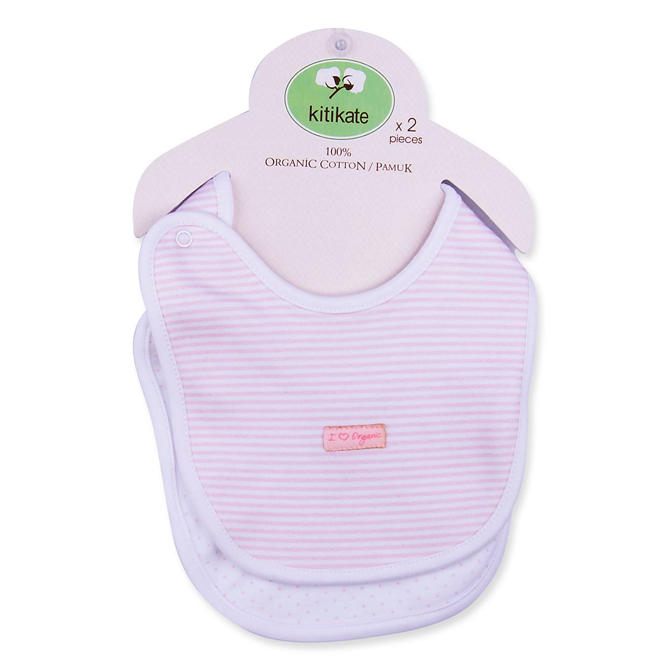 Lot De 2 Bavoirs En Coton Biologique Dreams Rose - Rayé