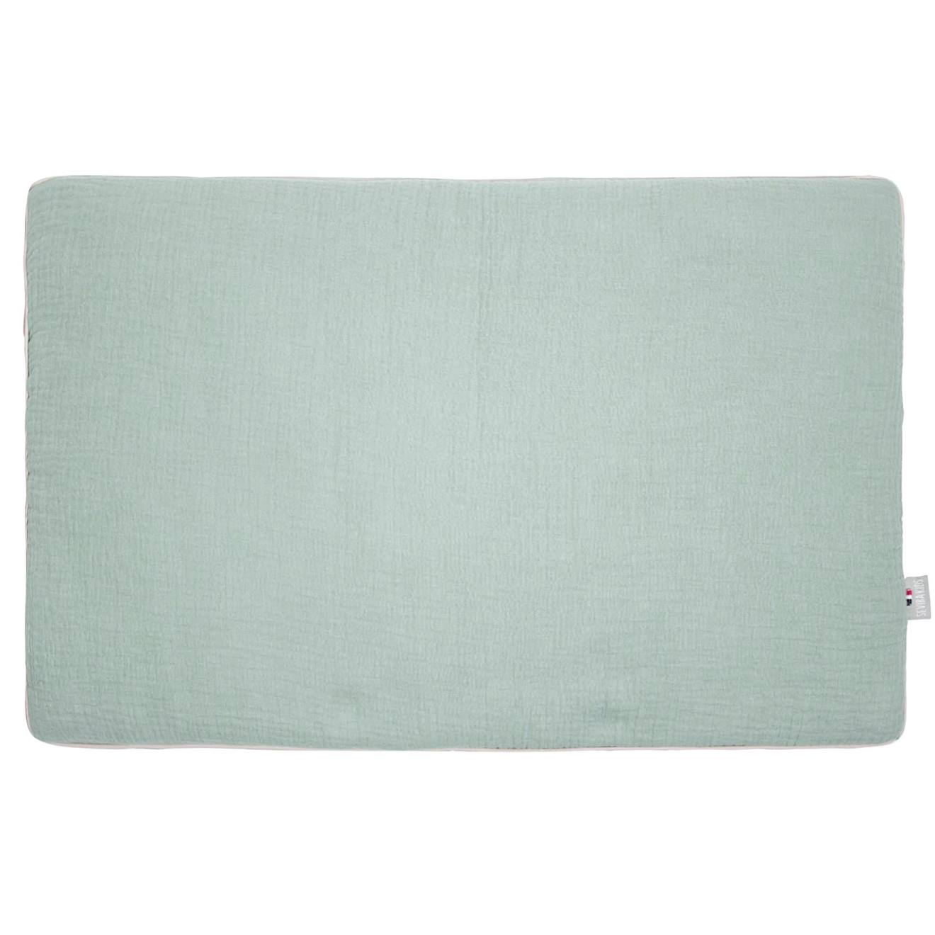 Oreiller Plat En Gaze De Coton Jeanne Vert De Gris