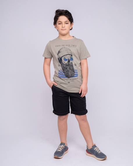 Bermuda chino bavolta garçon Beige+Bleu marine+Cognac+Marron+Noir+Rouge framboise 20 - vertbaudet enfant 