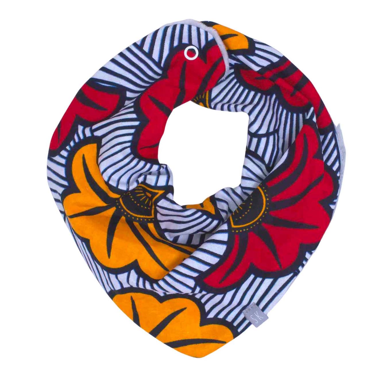 Bavoir Bandana Cache-cou Réversible Wax Fleurs De Mariage Multicolore
