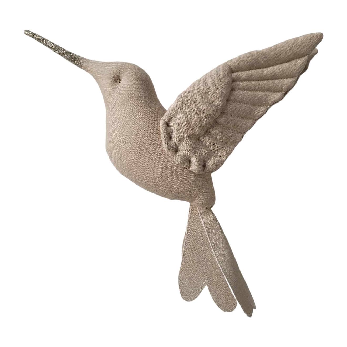 Trophée Mural Décoration Chambre D'enfant, Colibri Beige, Colibri