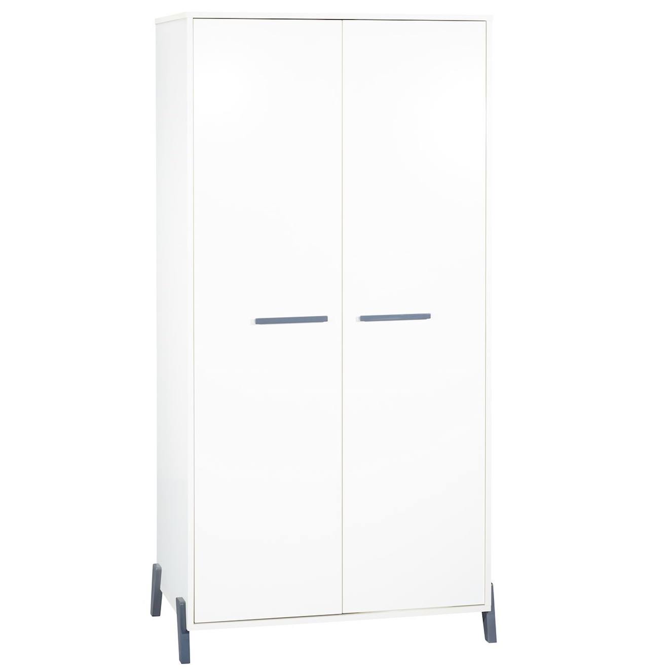 Baby Price - Armoire Bébé 2 Portes Sur Pieds En Bois Blanc/gris