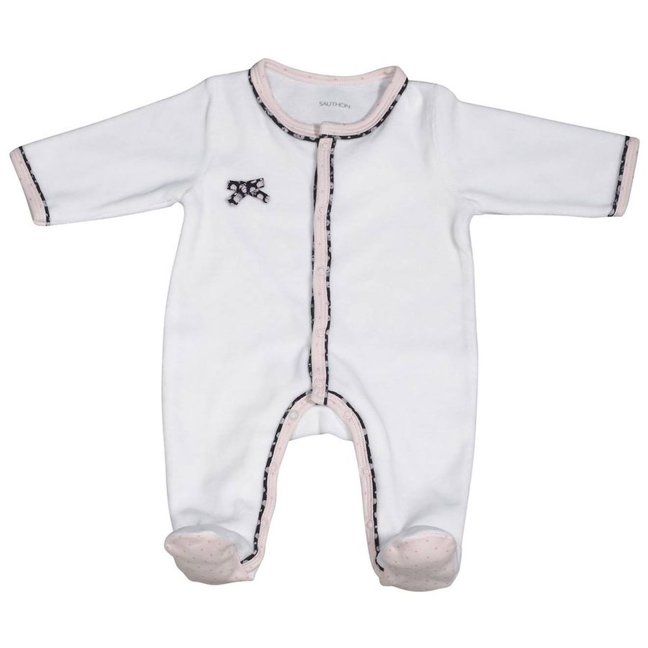 Pyjama Bébé À Manches Longues En Velours - Miss Fleur De Lune Blanc