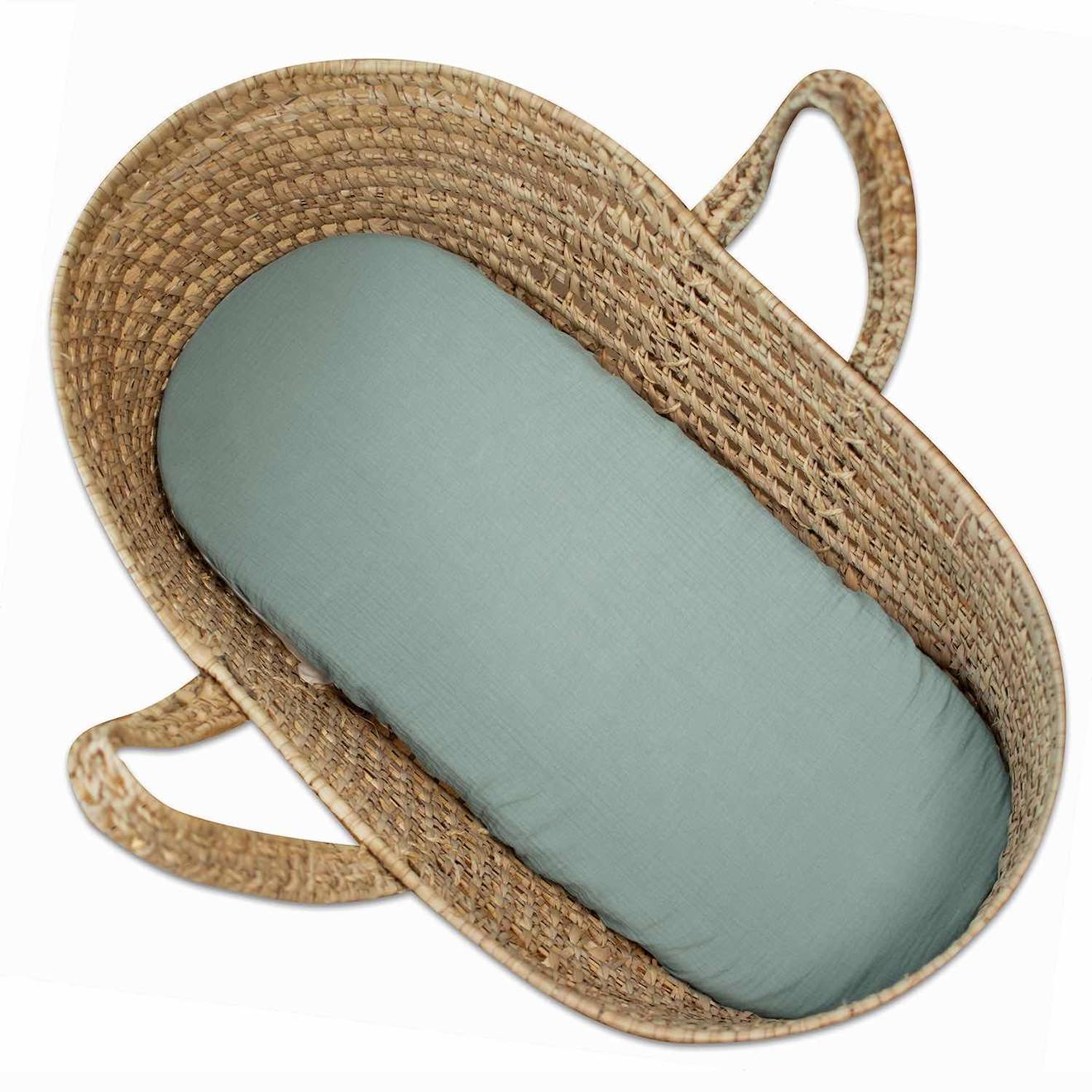 Drap Housse Couffin Ovale En Gaze De Coton Jeanne Vert De Gris