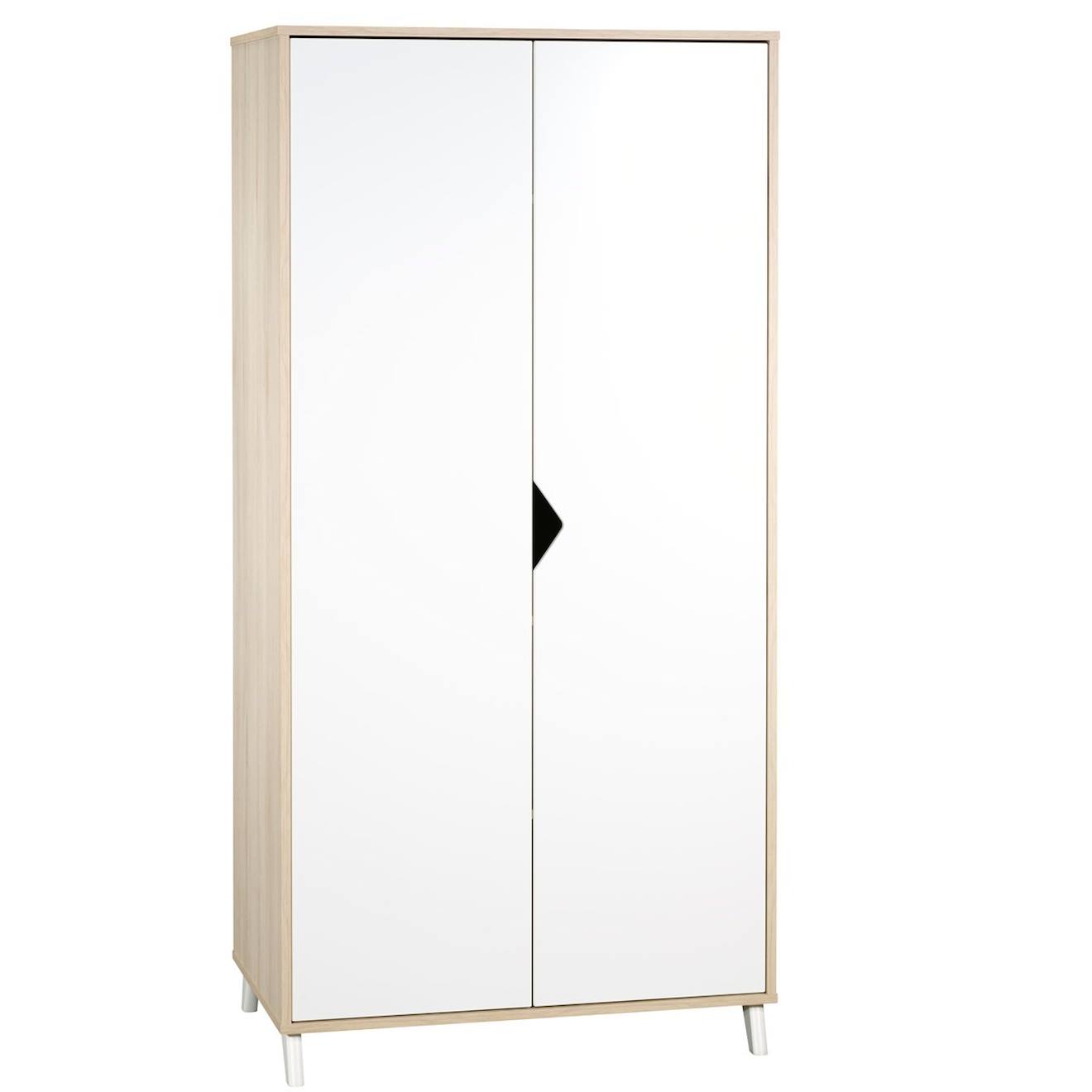 Baby Price - Armoire Bébé 2 Portes En Bois Blanc/beige