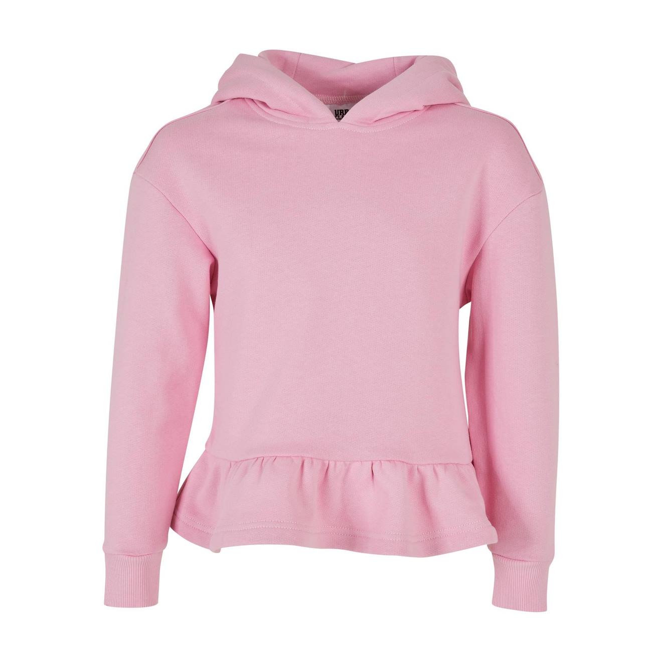 Sweat À Capuche Coton Bio Volants Rose Clair