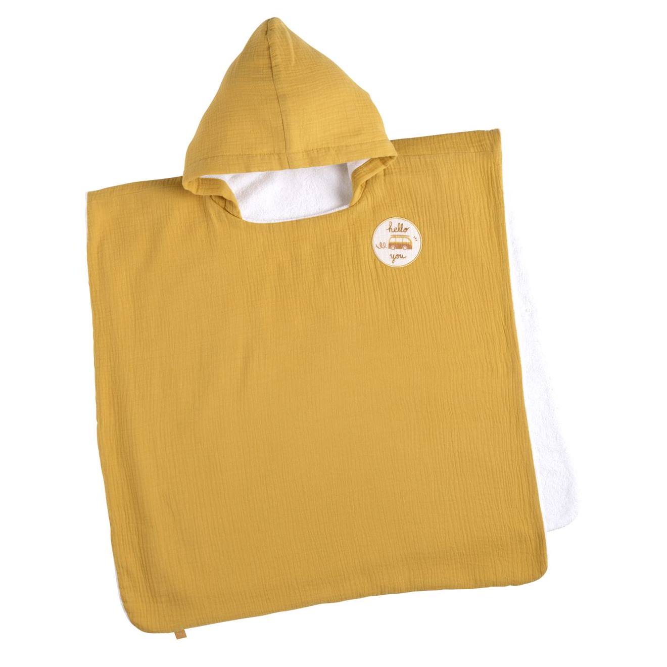 Poncho De Bain Enfant En Coton Jaune