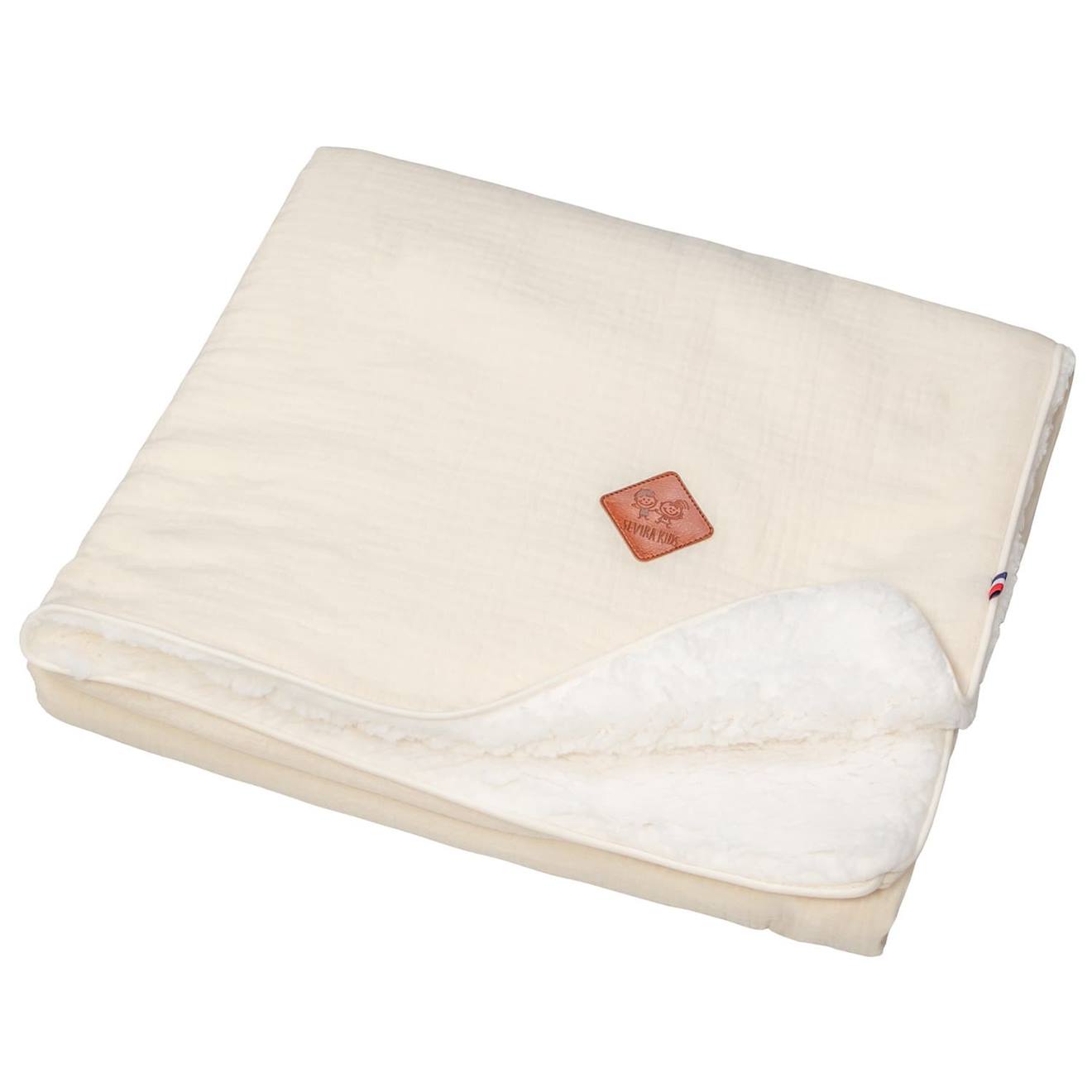 Couverture En Gaze De Coton Et Sherpa Jeanne Écru