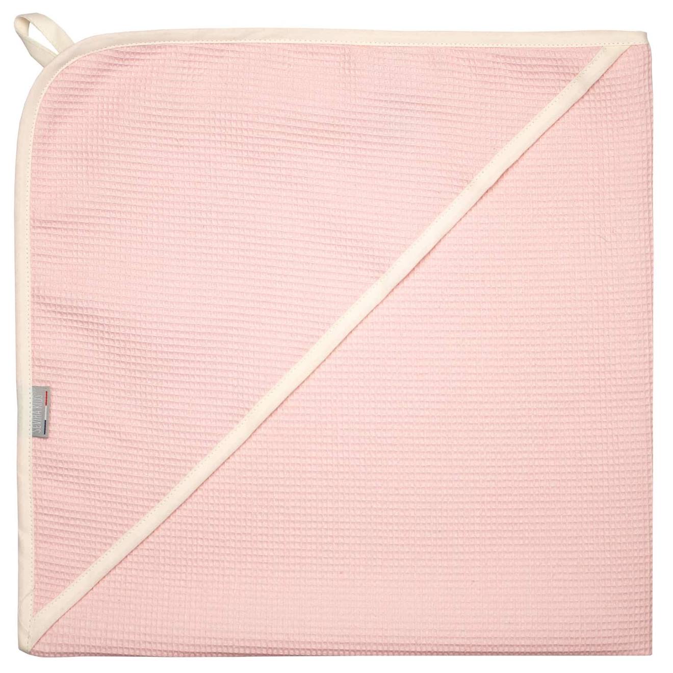 Cape De Bain Bébé En Coton Nid D'abeille Rose