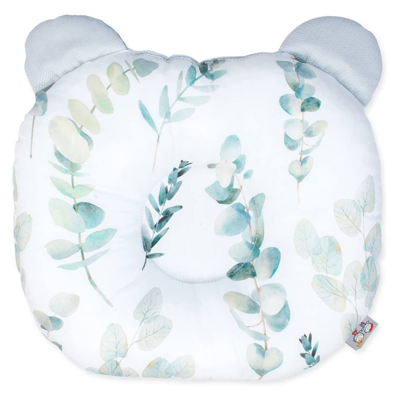 Coussin Anti-tête Plate Réversible En Velvet Eucalyptus Gris