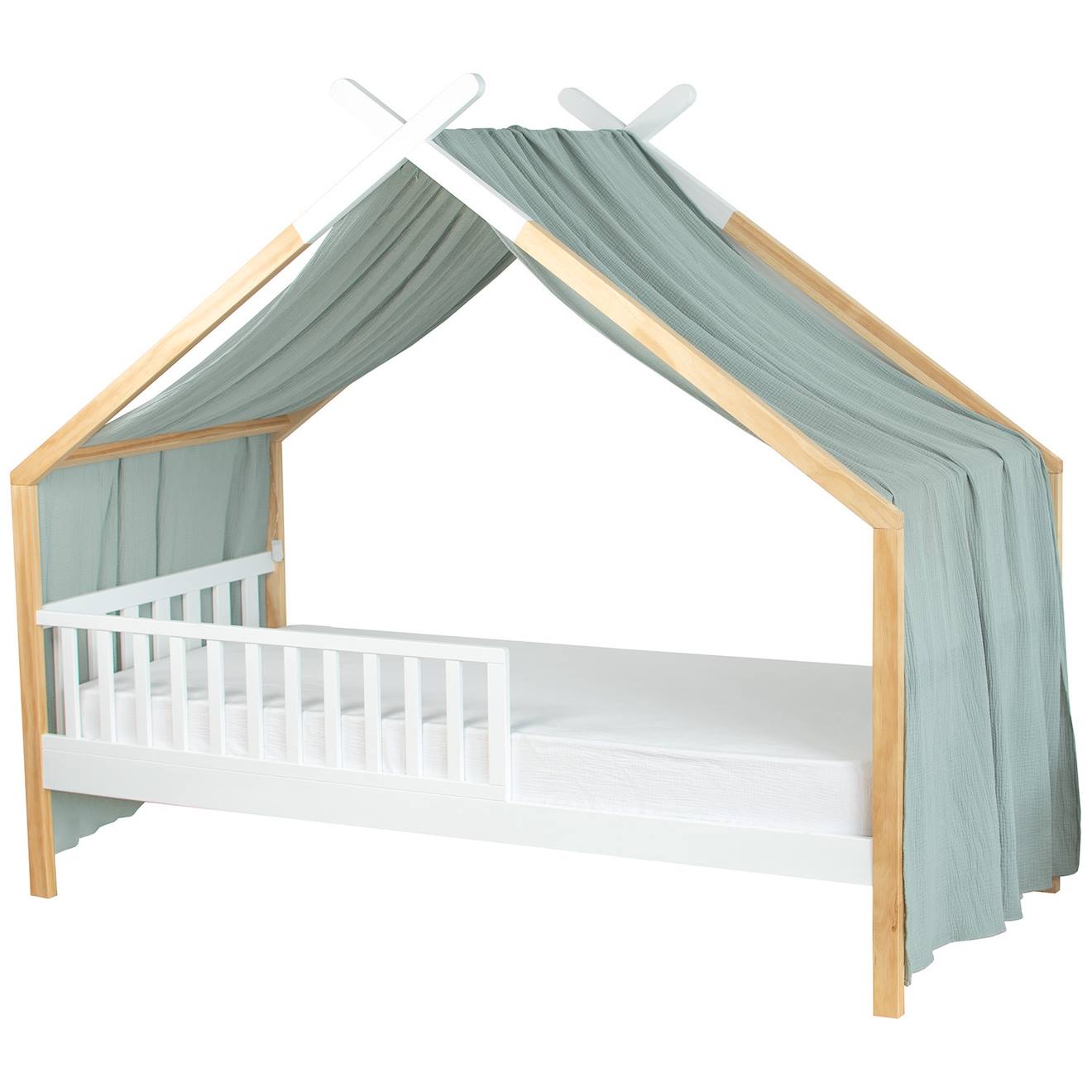 Ciel De Lit Cabane Toile En Gaze De Coton Jeanne Vert De Gris