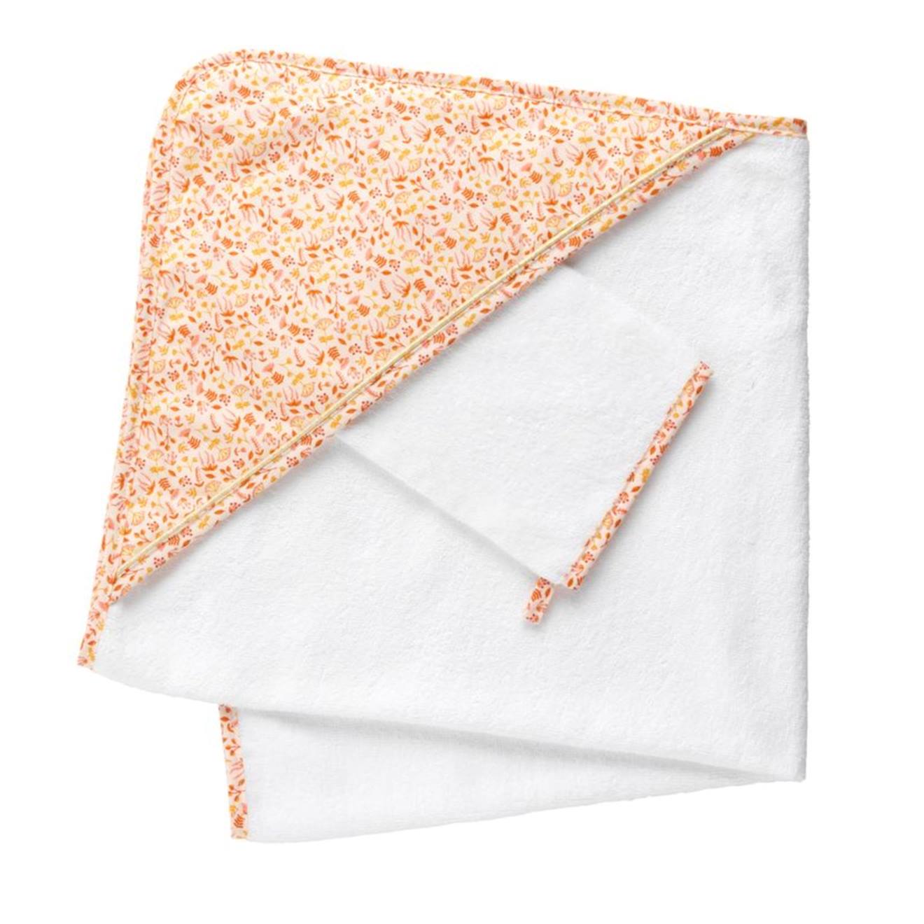 Cape De Bain Et Gant En Coton - Esmee Blanc