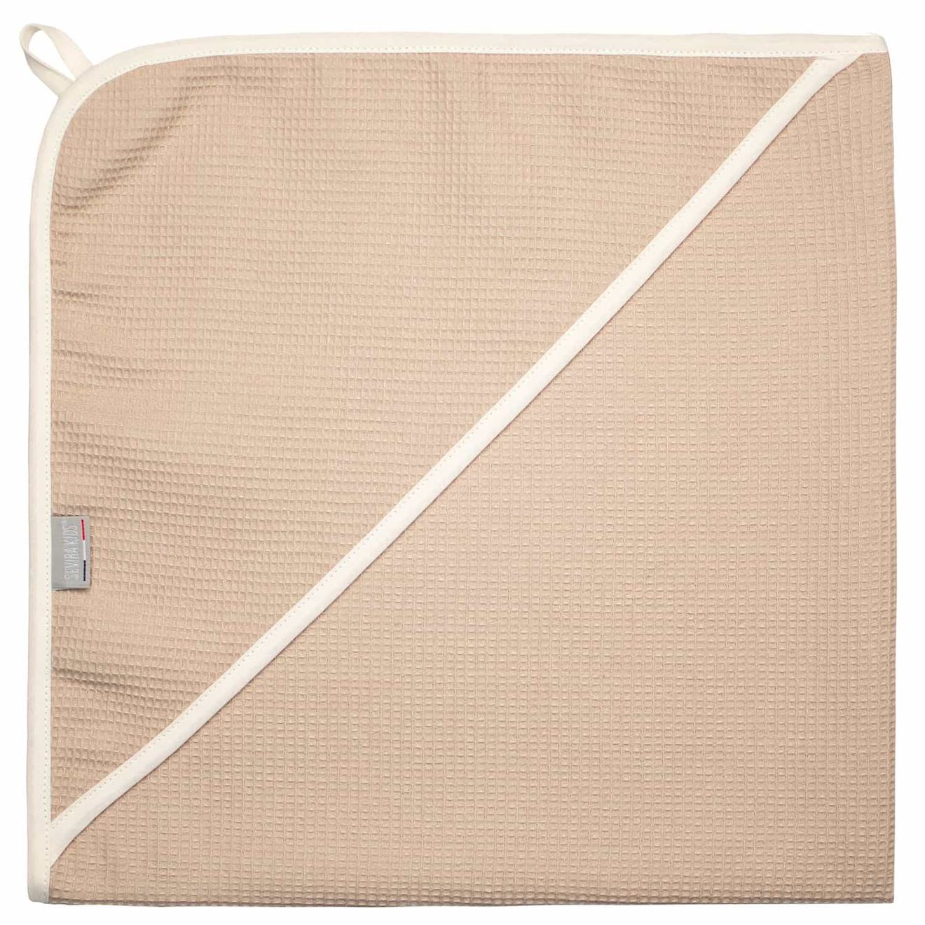 Cape De Bain Bébé En Coton Nid D'abeille Beige