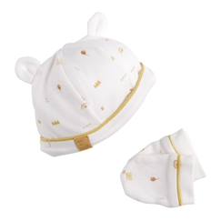 -Lot bonnet et moufles bébé en coton - sunlight