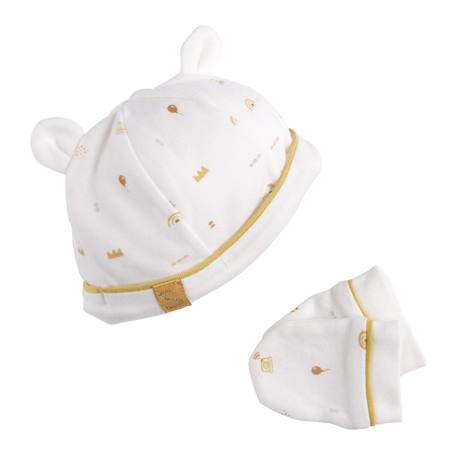 Bébé-Accessoires-Lot bonnet et moufles bébé en coton - sunlight