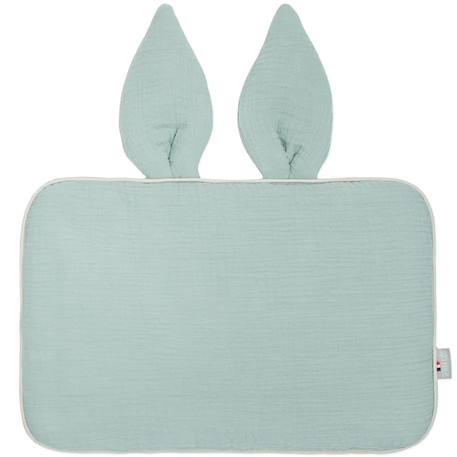 Oreiller plat lapin en gaze de coton jeanne Beige+Blanc+Blanc à pois or+Bleu+Camel+Écru+Gris clair+Terracotta+Vert de gris 47 - vertbaudet enfant 