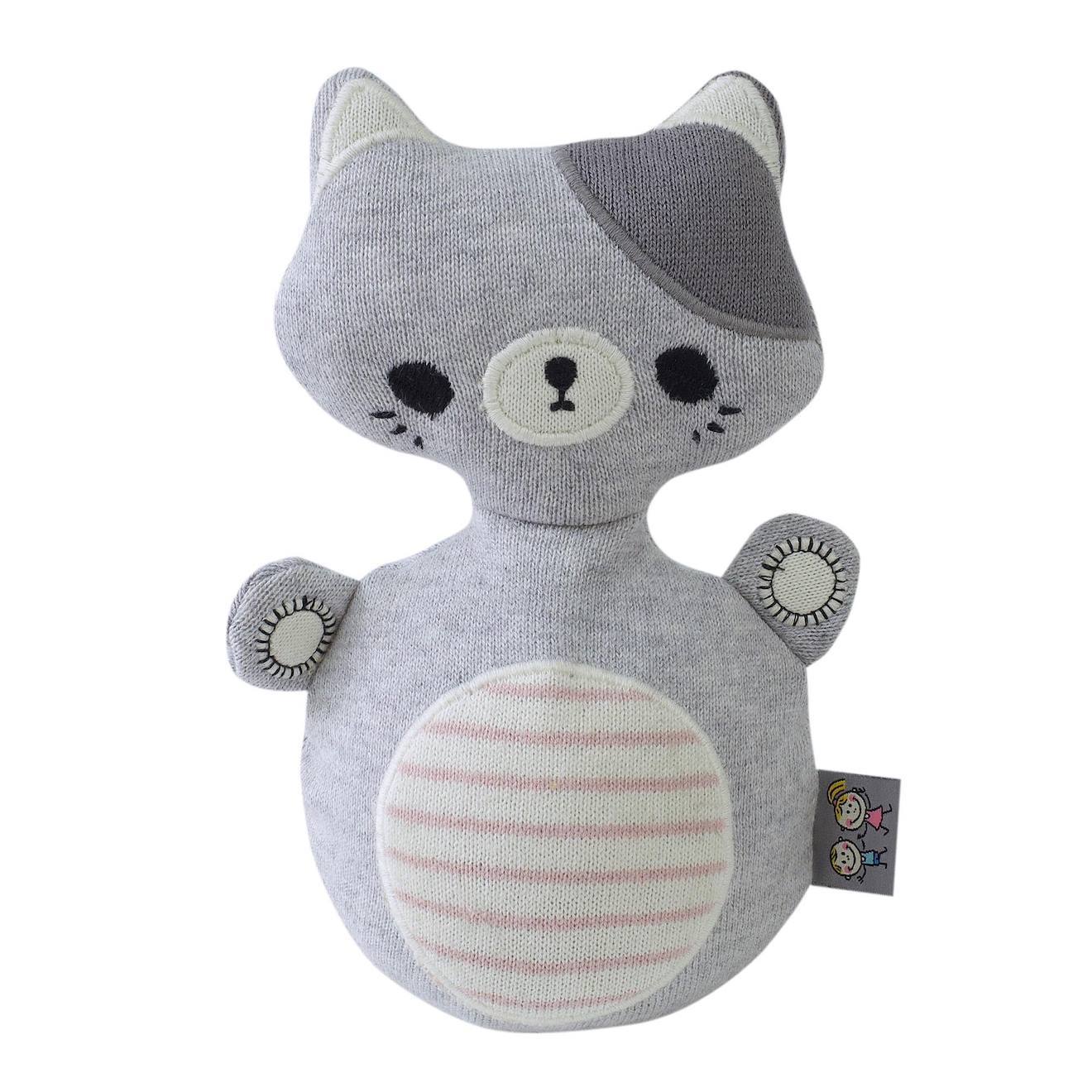 Jouet Bébé - Culbuto En Coton Bio - Chaton Gris