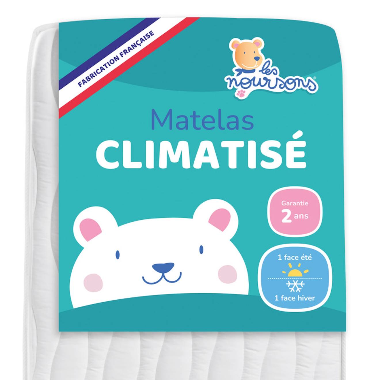 Matelas Bébé / Enfant Climatisé - Face Été / Hiver Blanc