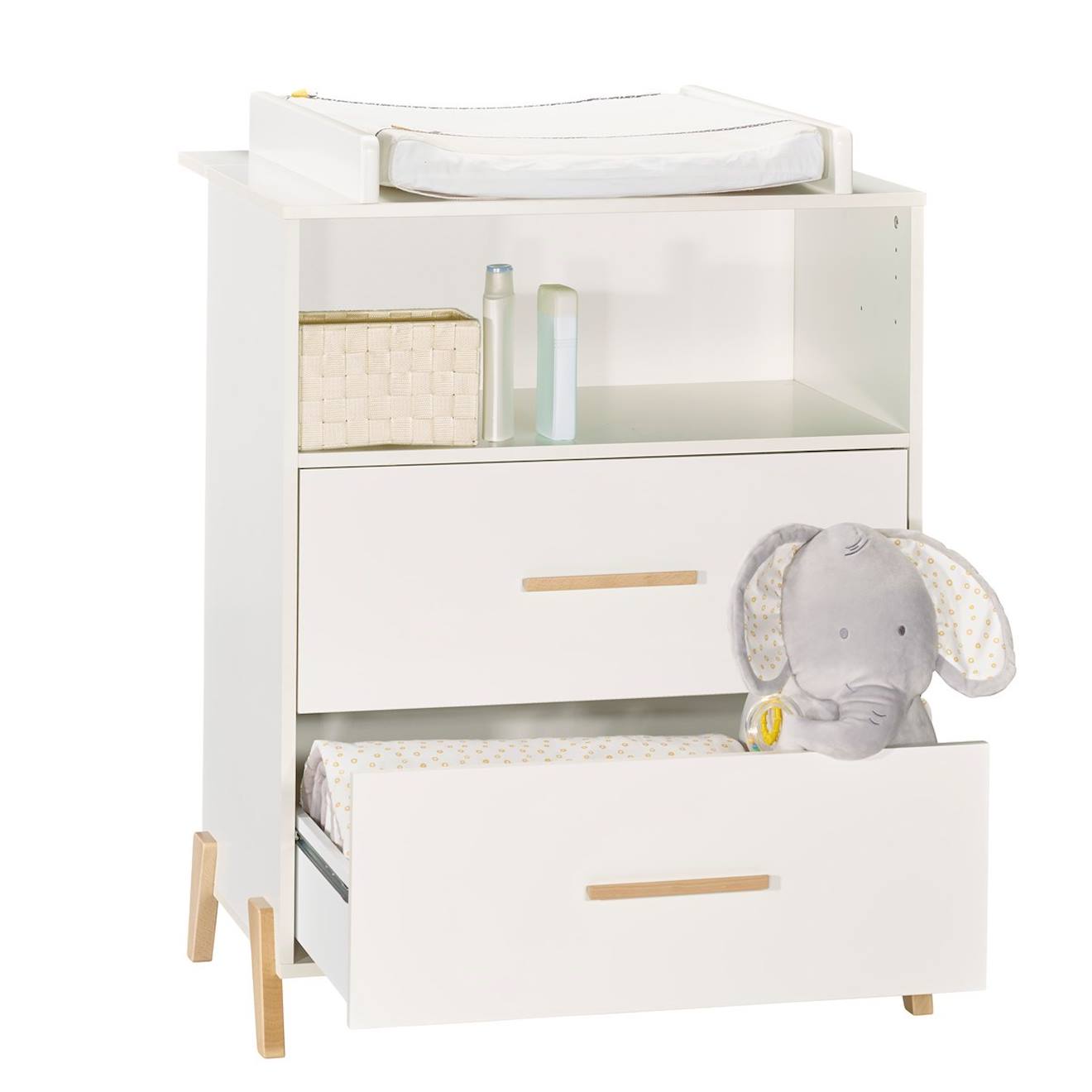 Commode À Langer Sur Pieds En Bois - Joy Blanc/marron (Baby Price) - Image 2