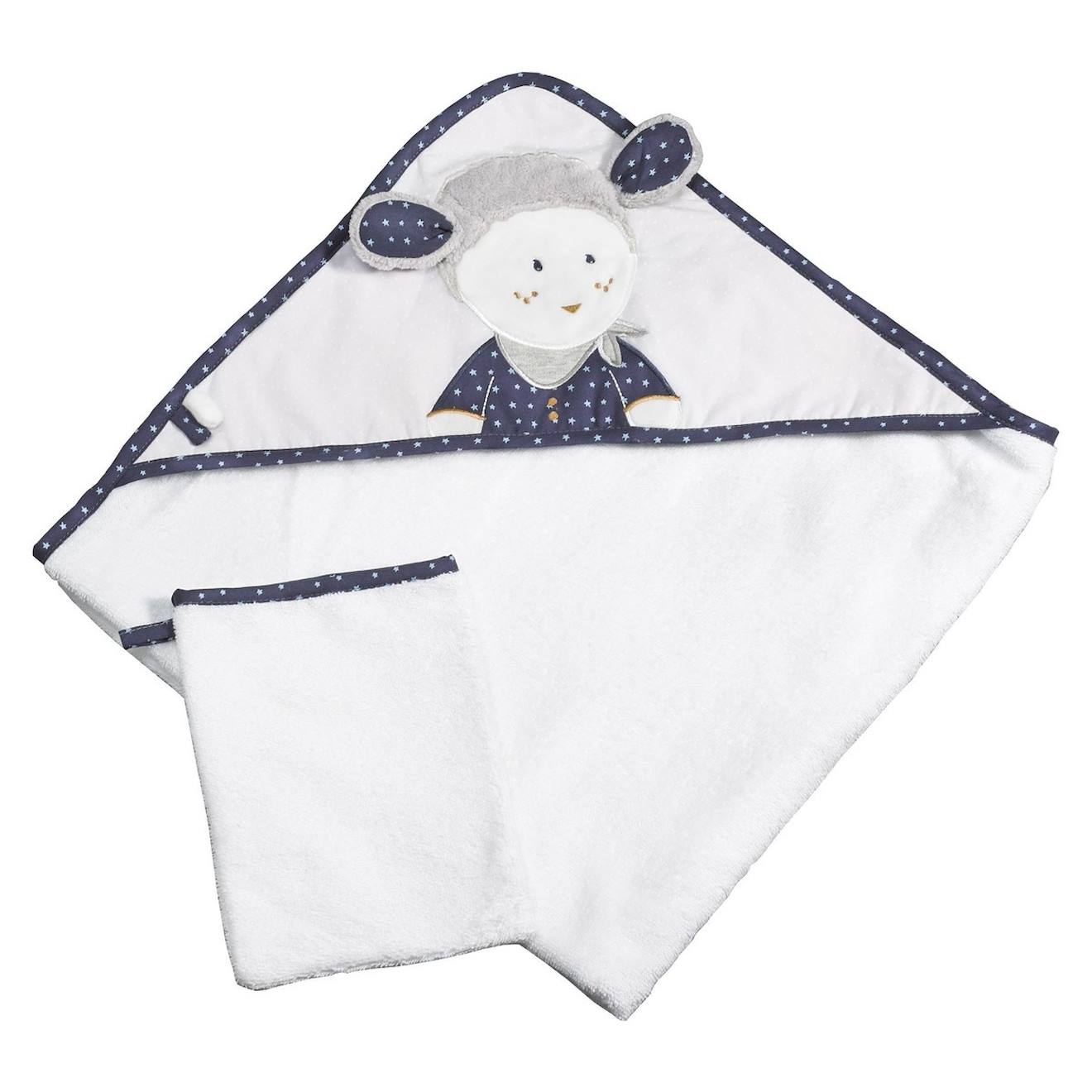 Sortie De Bain Et Son Gant En Coton Blanc