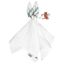 Jouet-Premier âge-Doudou lapin attache tétine en gaze de coton safari