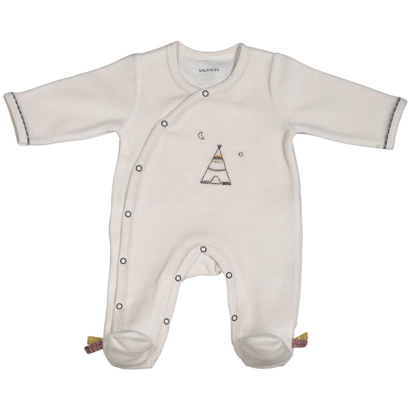 Pyjama Bébé À Manches Longues En Velours - Timouki Beige