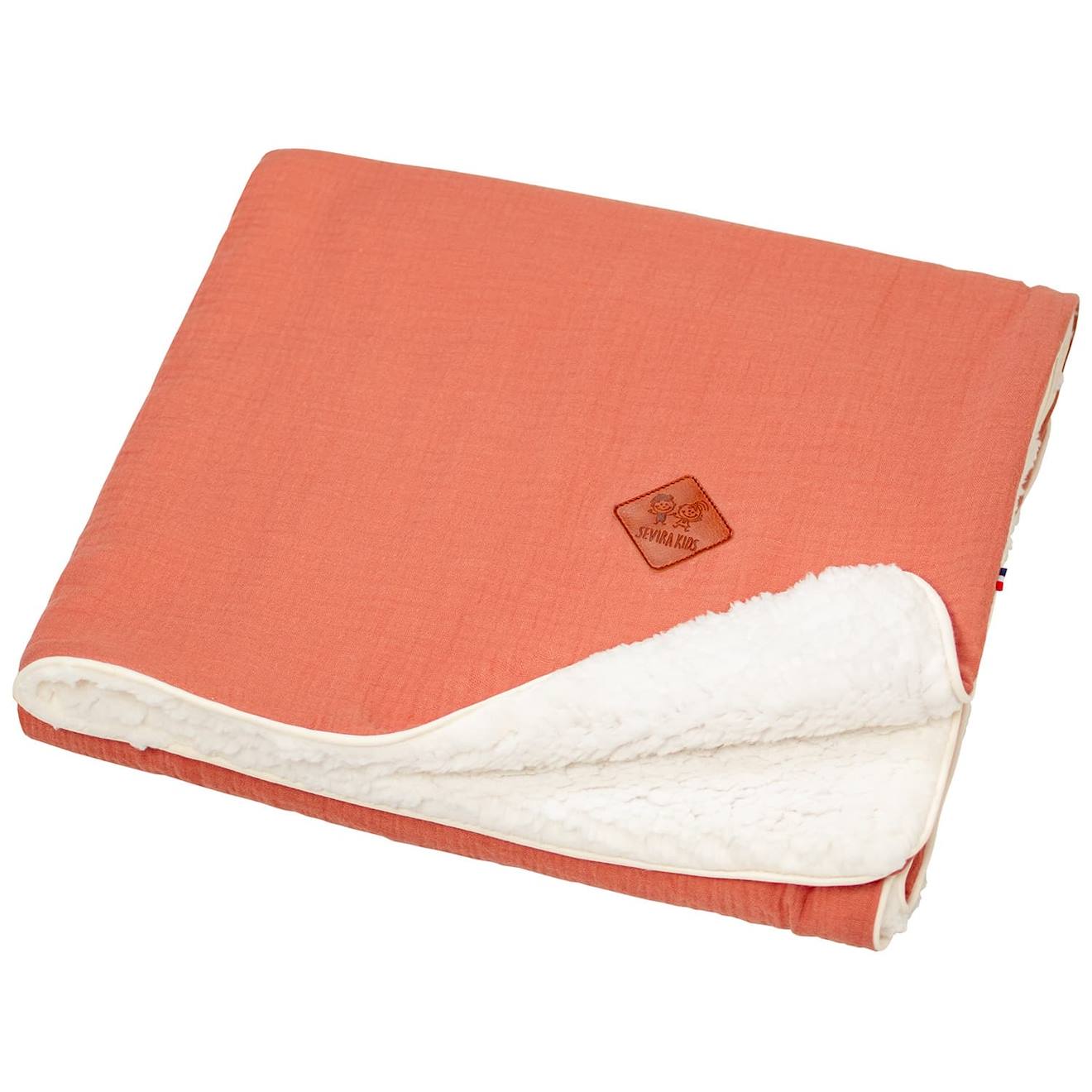 Couverture En Gaze De Coton Et Sherpa Jeanne Terracotta