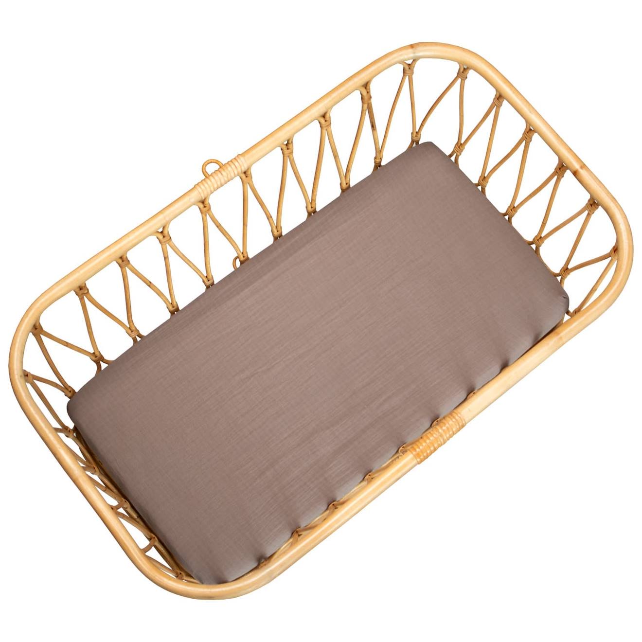 Drap Housse Berceau En Gaze De Coton À Carreaux Marron
